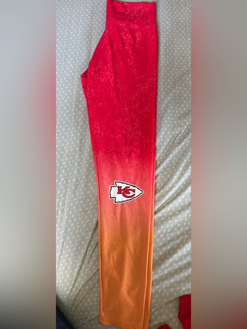 NFL Red to Orange Gradient Kids Leggings with Kansas City Chiefs Logo